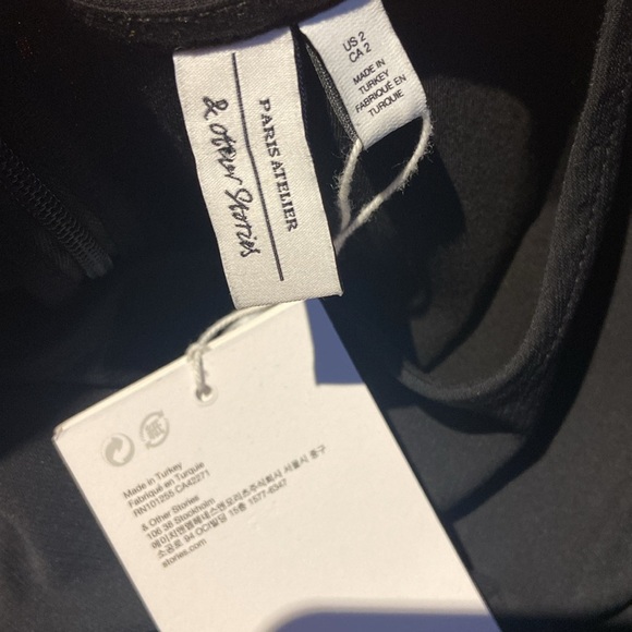 & OTHER STORIES Puff Sleeve Knot Tie Mini Dress Sz 2 NEW - Picture 3 of 4